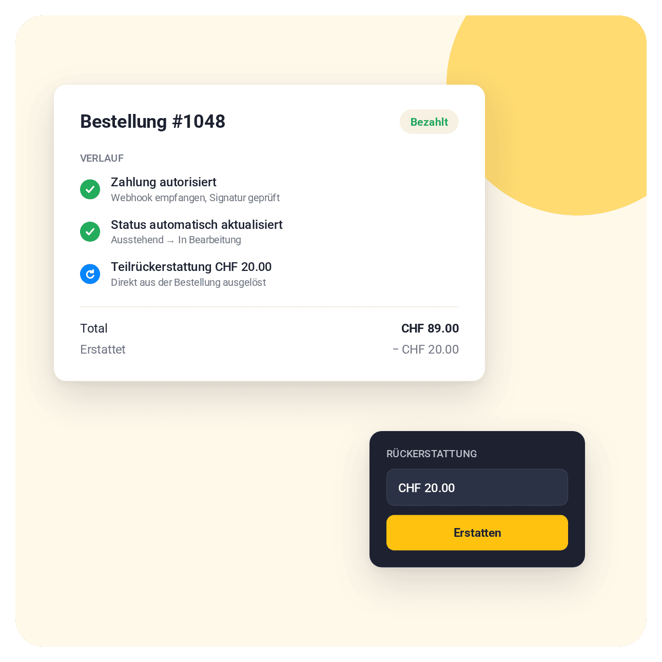 WooCommerce-Bestellung mit automatischem Status und Rückerstattung